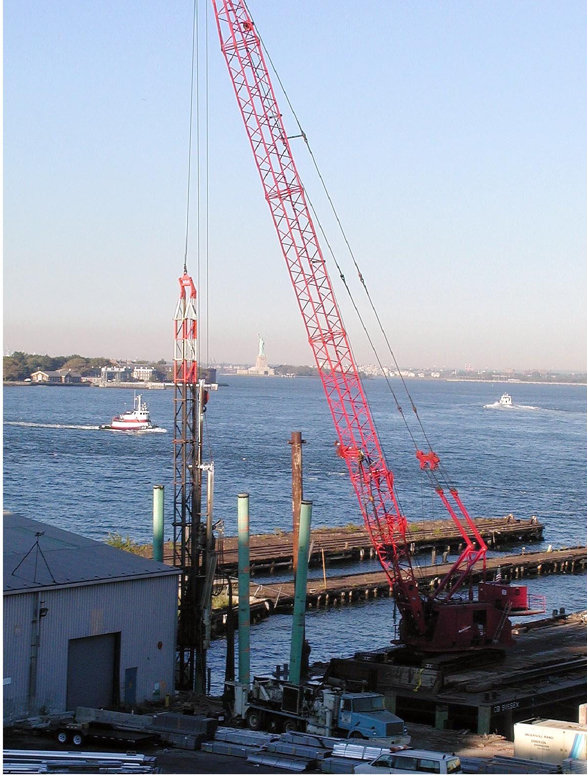 Historic Reicon pile driving operation in New York Harbor